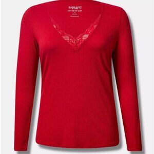 Torrid Red Relaxed Blouse with V-Neck